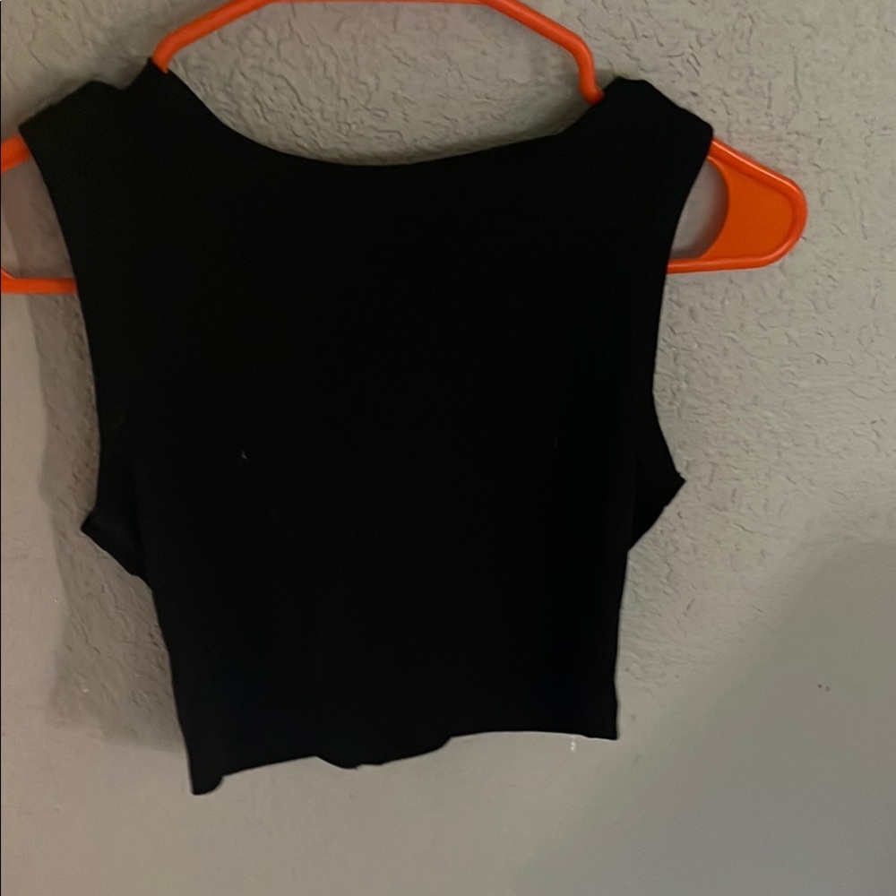Zenana Outfitters Black and Orange Fitted Crop Tank Top
